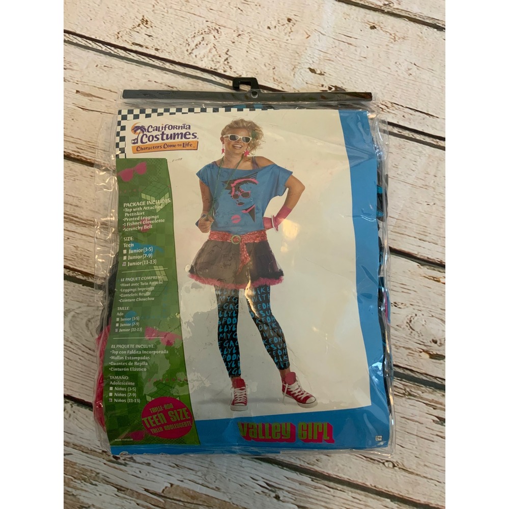 California Costumes Valley Girl 80s Retro Teen Costume Set Blue Pink Junior 7-9